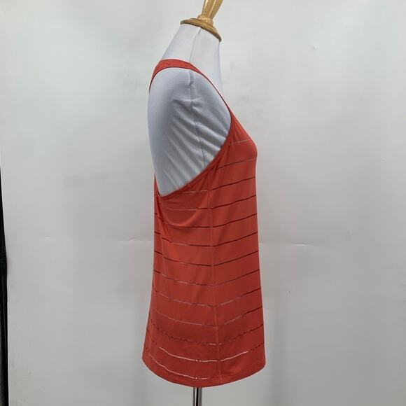 Athleta Tank Top Womens XS Terracotta Orange Mesh Panel Stripe Chi Racerback - Picture 5 of 14